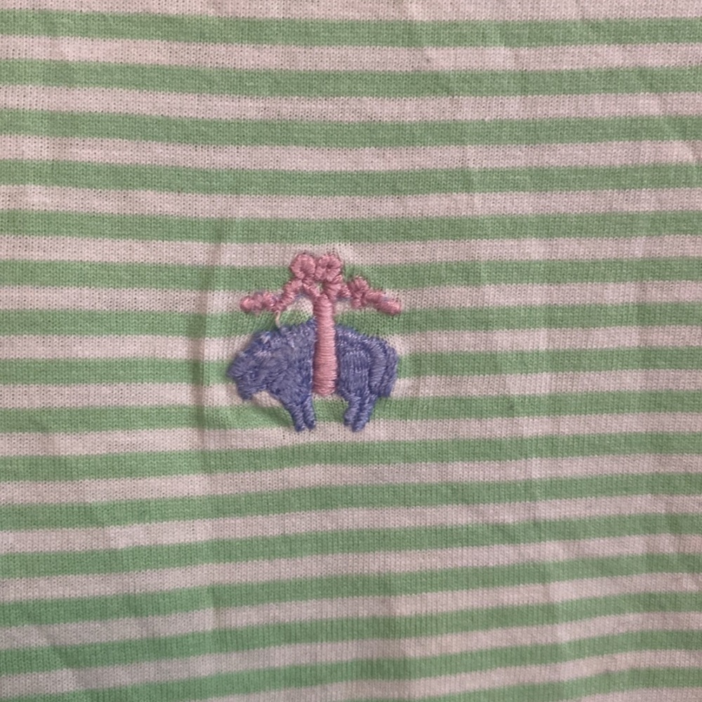 Brooks Brothers green & white striped polo shirt - Picture 2 of 3